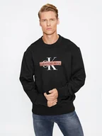 Bluzy męskie - Calvin Klein Jeans Bluza Monologo Stencil J30J324113 Czarny Relaxed Fit - miniaturka - grafika 1