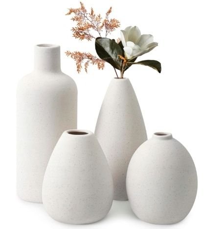 Wazon Zestaw 4 Ceramicznych Białych Minimalistycznych Dekoracyjnych