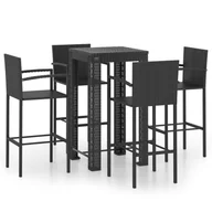 Pozostałe meble ogrodowe - vidaXL 5-cz zestaw mebli barowych z podłokietnikami czarny rattan PE 3064808 - miniaturka - grafika 1