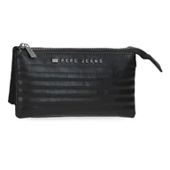 Portfele - Pepe Jeans Biker Trójkomorowy Portfel Czarny 17,5x9,5x2 cm Poliester z Detalami ze Sztucznej Skóry by Joumma Bags, Czarny (Black), Talla única, Portfel z trzema przegródkami - miniaturka - grafika 1