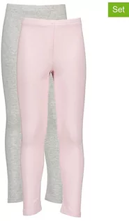 Spodnie i spodenki dla dziewczynek - Lamino Legginsy (2 pary) w kolorze szarym i różowym - grafika 1