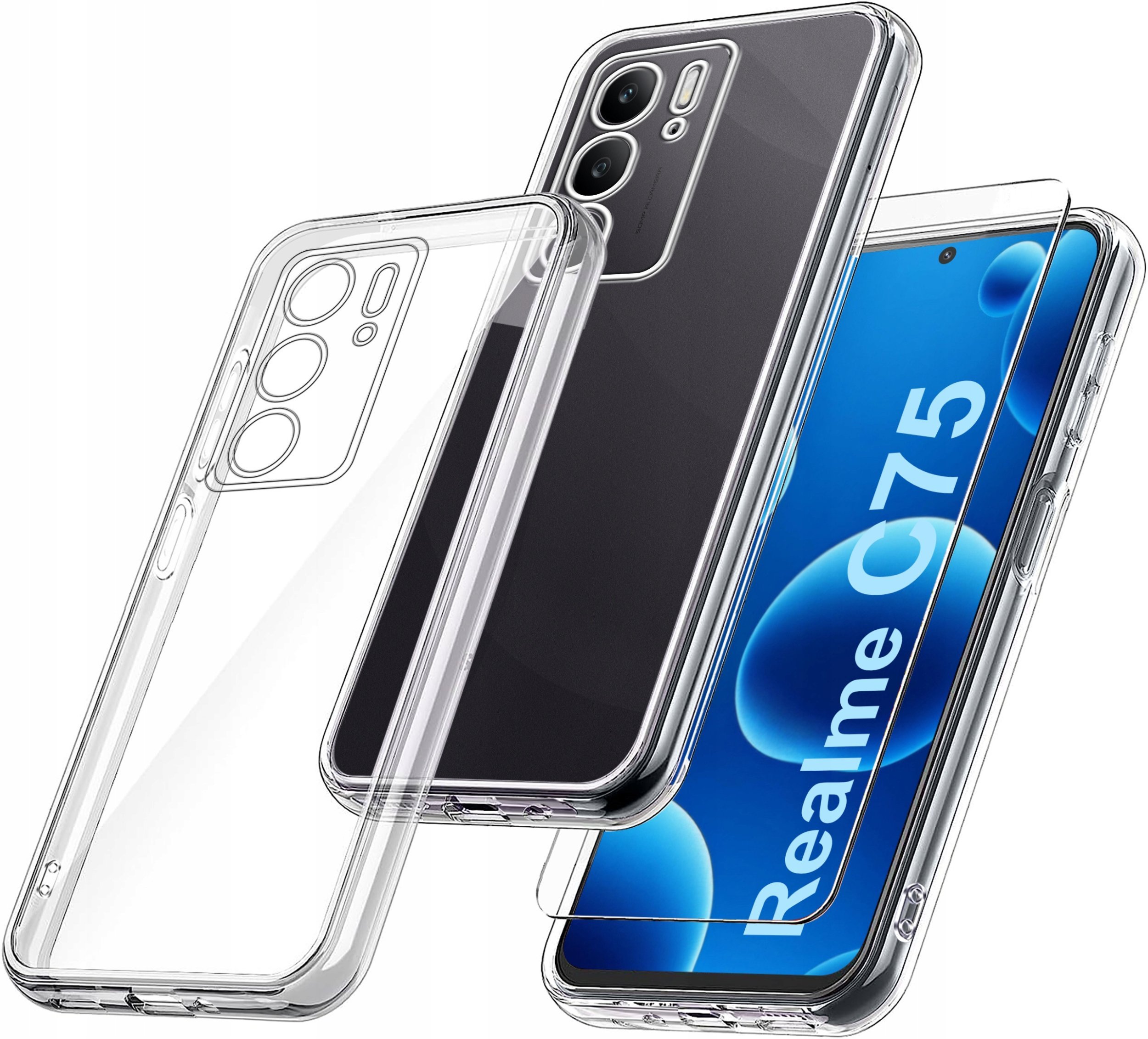 Etui do Realme C75 WZMACNIANE CLEAR CASE 2MM + Szkło 9H