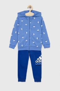 Dresy i komplety dla dziewczynek - adidas dres dziecięcy LK BLUV FT kolor niebieski - grafika 1