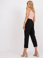 Spodnie damskie - Spodnie z materiału czarny cygaretki nogawka prosta w kant suwak - miniaturka - grafika 1