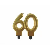 Dekoracje i nakrycia stołu na imprezę - GODAN SWIECZKI URODZINOWE CYFERKI 60 METALC ZLO GO B/C 13972-uniw - miniaturka - grafika 1