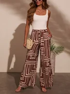 Spodnie damskie - LA Angels Spodnie w kolorze brązowo-kremowym - miniaturka - grafika 1