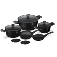 Zestawy garnków i patelni - Zestaw garnków 10el. Fashion FTV-0046 Matte Black-Rose Gold - miniaturka - grafika 1