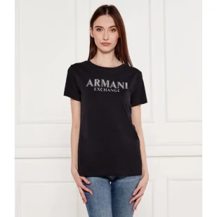Armani Exchange T-shirt Regular Fit - Koszulki i topy damskie - miniaturka - grafika 1
