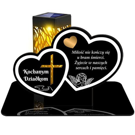 ZNICZ SOLARNY LED WIECZNY PODSTAWKA NA CMENTARZ GRÓB lampka Serce 3D DLA DZIADKÓW