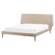 Łóżka - Beliani Łóżko ekoskóra 160 x 200 cm beżowe ESSONNE - miniaturka - grafika 1