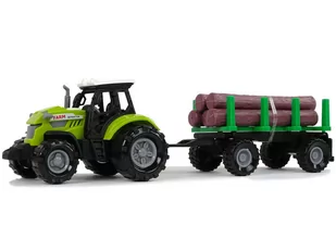 Zielony Traktor Przyczepa Bale Drewna Farma Dźwięk - Samochody i pojazdy dla dzieci - miniaturka - grafika 1