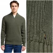 Swetry męskie - Lee CLEAN HALF ZIP KNIT rozpinany męski sweter na stójce 50% wełny XXL - LEE - miniaturka - grafika 1