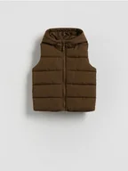 Kombinezony dla dzieci - Reserved - Pikowana kamizelka z kapturem - brązowy - miniaturka - grafika 1