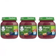 Desery dla dzieci - Gerber Organic Deserek jabłko jagoda dla niemowląt po 4 miesiącu Zestaw 3 x 125 g Bio - miniaturka - grafika 1