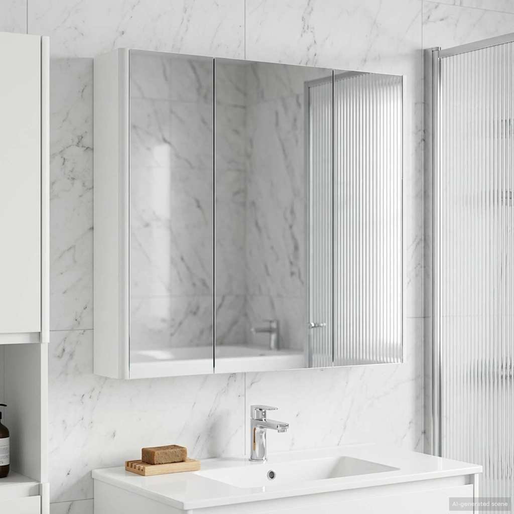 vidaXL vidaXL Szafka z lustrem do łazienki z półką Biały 73.5 x 15.5 x 70 cm
