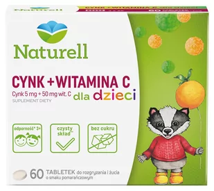 Naturell Cynk + Witamina C Dla Dzieci Tabletki Do Żucia 60 Tabletek - Witaminy i minerały - miniaturka - grafika 1