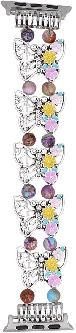 GlacierX bransoleta do smartwatcha Beaded Butterfly Motif Stretch Bracelet Silver Lea do Apple Watch 38/40/41mm Srebrna-wielokolorowa
