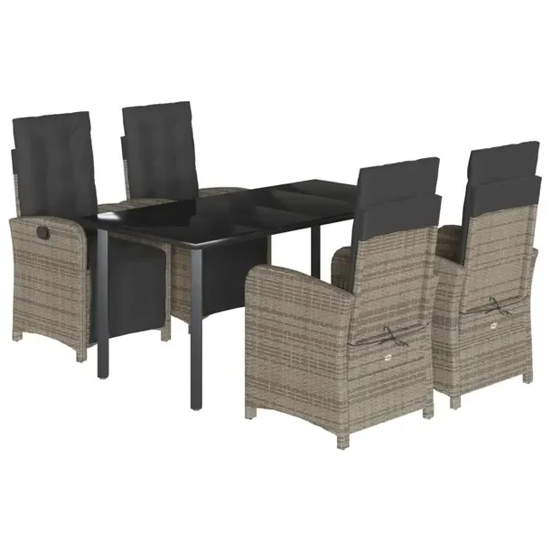 Zestaw Mebli Ogrodowych z Rattanu PE, Stół 160x80x74 cm, Krzesła 57x60x9