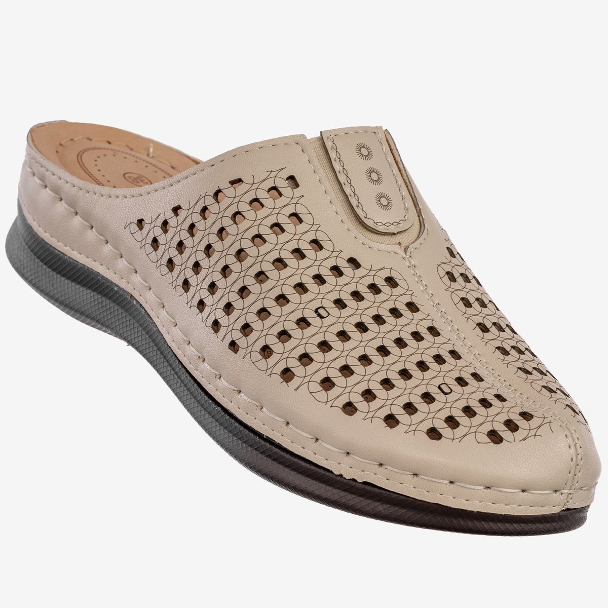 Klapki Damskie Ekoskóra Buty Casual Pantofle Wygodne Beżowe LTH-32 Beżowy 41