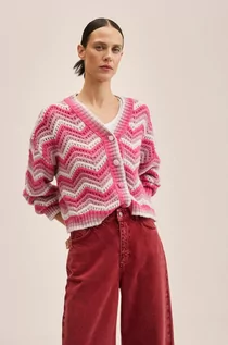 Swetry damskie - Mango Kardigan damski kolor różowy - grafika 1