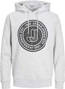 JACK & JONES Męska bluza z kapturem Jcotheodor Sweat Hood FST, jasnoszary melanż/szczegóły: nowy Lgm, L - Bluzy męskie - miniaturka - grafika 1