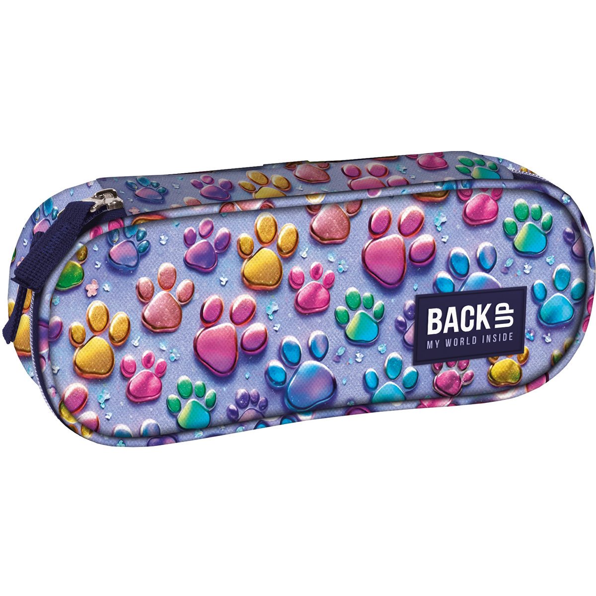 Piórnik saszetka dla dziewczynki BackUP, łapki, fioletowy