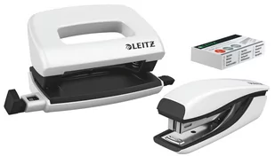Leitz Zszywacz + dziurkacz Mini WOW metalowy, perłowy biały 55612001 - Przybory szkolne - miniaturka - grafika 1