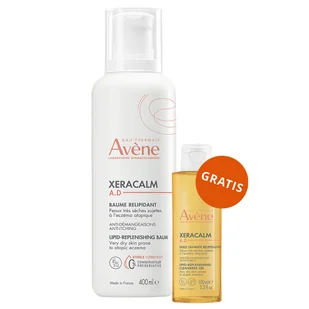 Avene XeraCalm A.D, balsam uzupełniający lipidy do twarzy i ciała, skóra bardzo sucha, atopowa i swędząca, 400 ml + oczyszczający olejek uzupełniający lipidy, 100 ml gratis - Zestawy kosmetyków damskich - miniaturka - grafika 1