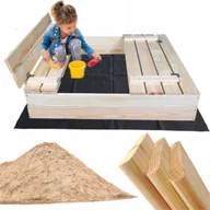 Place zabaw - DREWNIANA PIASKOWNICA ZAMYKANA Z SIEDZISKAMI SZLIFOWANE KRAWĘDZIE - miniaturka - grafika 1