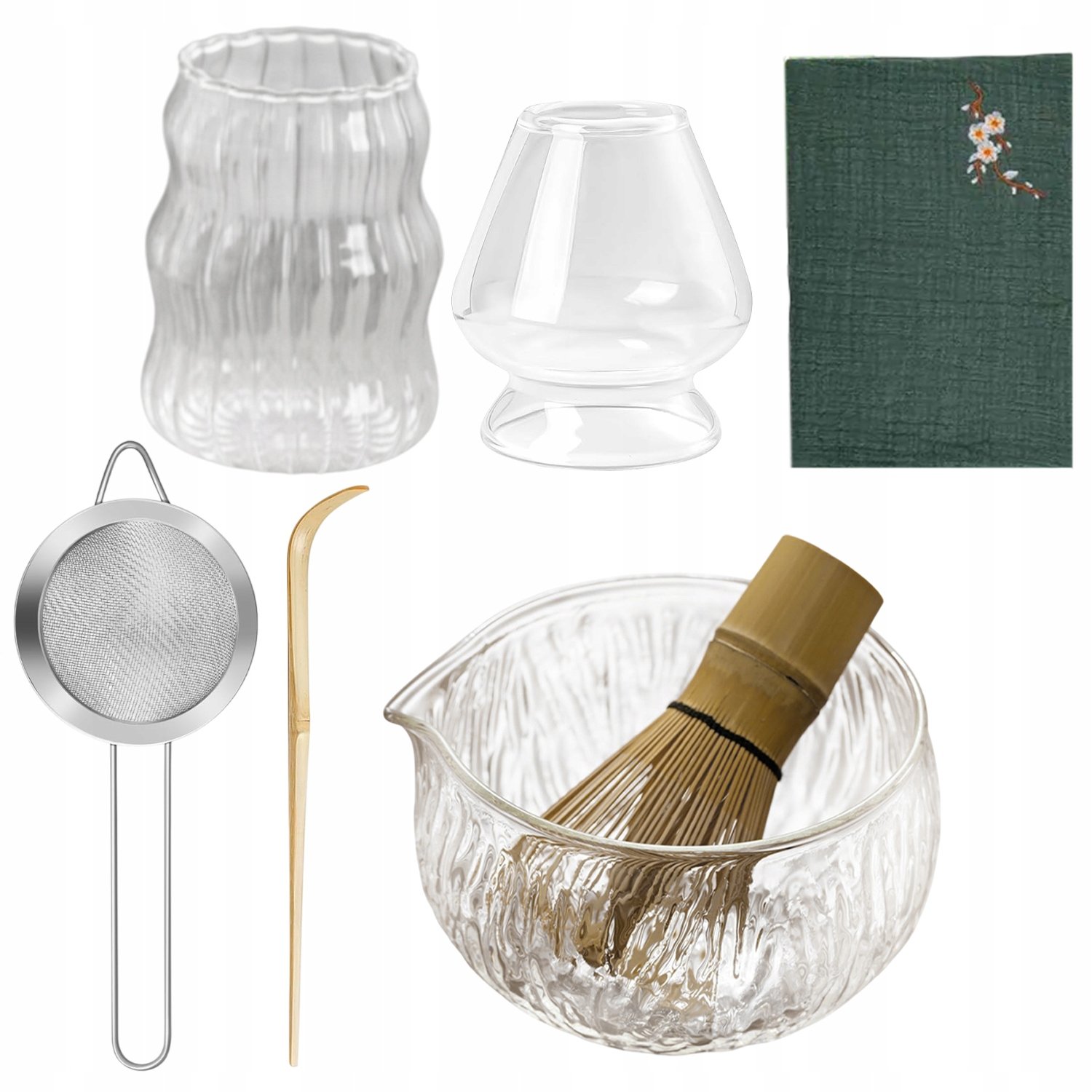 Zestaw Prezentowy Do Herbaty Matcha Czarka Miotełka Podstawka Łyżeczka