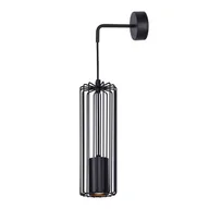Lampy ścienne - Kaja czarna lampa ścienna z ażurowym kloszem K-4934 FALCON metalowy kinkiet z drucianym kloszem K-4934 - miniaturka - grafika 1