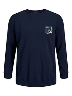 JACK & JONES PLUS Męska bluza JCOFILO Sweat Crew Neck SN PLS, granatowa marynarka, 5XL, granatowy blezer, 5XL - Bluzy męskie - miniaturka - grafika 1