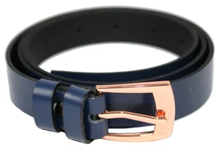 Pasek Damski Skórzany Gładki Arucce (PL) 25 mm Miedziana Klamra GRANATOWY - Paski - miniaturka - grafika 3