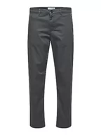 Spodenki męskie - SELETED HOMME Męskie spodnie SLHSTRAIGHT-New Miles 196 Flex Pants W N Chino, Dark Shadow, 31/34, Dark Shadow, 31W / 34L - miniaturka - grafika 1