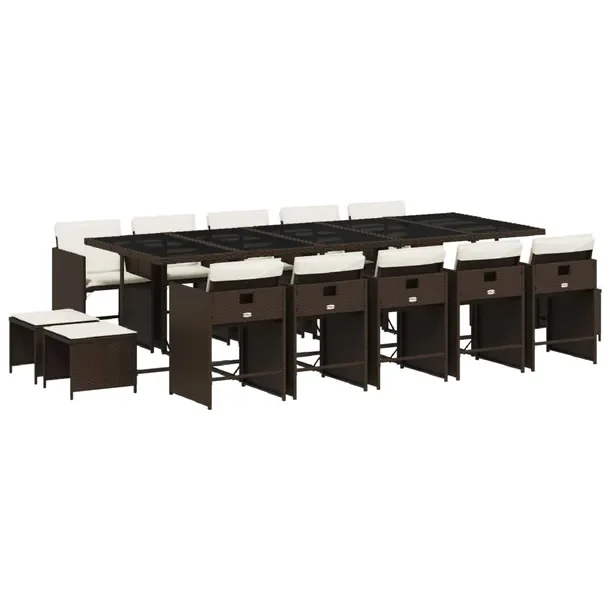 Zestaw mebli ogrodowych rattan PE brązowy 275 x 106 x 73 cm