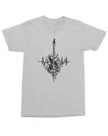 Koszulki i topy damskie - Koszulka z nadrukiem Gitary dla Muzyka Gitarzysty na Koncert Szara L - miniaturka - grafika 1