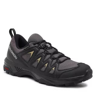 Buty trekkingowe męskie - Trekkingi Salomon X Braze GORE-TEX L47180500 Magnet/Black/Gray Green - grafika 1