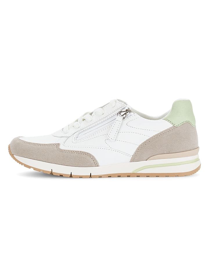 Gabor Skórzane sneakersy w kolorze biało-zielonym