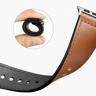 Pasek Alogy Leather Strap Band skóra do Apple Watch 1/2/3/4/5/6/7/8/SE/ULTRA (42/44/45/49mm) czarny - Akcesoria do smartwatchy - miniaturka - grafika 4