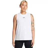 Koszulki sportowe damskie - Damski top z nadrukiem Under Armour UA Rival Muscle Tank - biały - UNDER ARMOUR - miniaturka - grafika 1