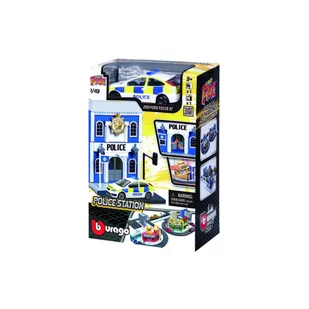 Bburago Str. Fire City Police Station 1:43 - Samochody i pojazdy dla dzieci - miniaturka - grafika 1