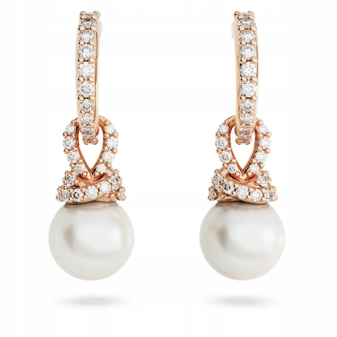 Kolczyki wiszące SWAROVSKI Originally Perły Różowe Złoto Kryształy 5669524