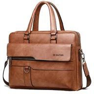 Teczki i aktówki - Torba Brązowa na laptopa ekoSKÓRA klasyczna męska aktówka 15,6 - miniaturka - grafika 1