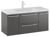 Szafki łazienkowe - Szafka Wisząca Z Umywalką RON 100 cm D - Titan Mat - Uchwyty Białe Matowe - miniaturka - grafika 1