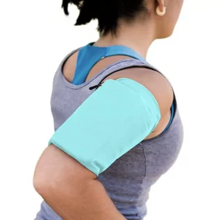 Etui i futerały do telefonów - Elastyczny materiałowy armband opaska na ramię do biegania fitness S niebieska - grafika 1