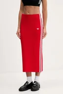 Spódnice - adidas Originals spódnica Knit 3s kolor czerwony midi prosta JW2660 - miniaturka - grafika 1
