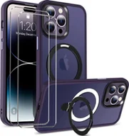 Etui i futerały do telefonów - zestaw ochronny 2 w 1 dla Apple iPhone 13 Pro Max składa się z 2x szklanej osłony ekranu 9H i 1x silikonowego etui - osłona w kolorze fioletowym - miniaturka - grafika 1
