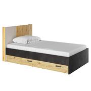 Łóżka - Łóżko QUBIC QB-12 dąb artisan/silk flu/raw steel - miniaturka - grafika 1