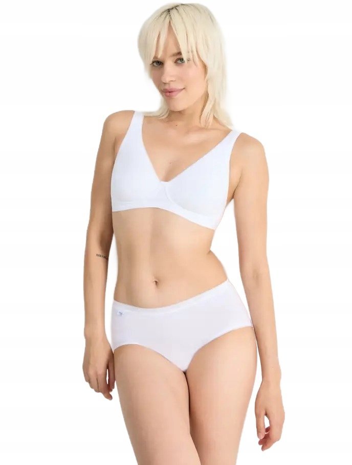 SLOGGI BIAŁE MAJTKI DAMSKIE Z LOGO 4-PACK BASIC 38 6BA