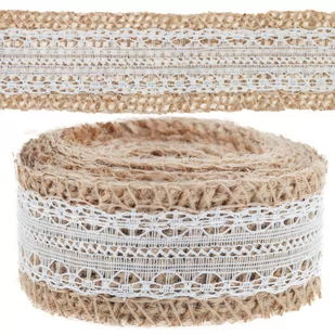 WSTĄŻKA JUTA Z KORONKĄ TASIEMKA BOHO JUTOWA - Scrapbooking WSTĄŻKA JUTA Z KORONKĄ TASIEMKA BOHO JUTOWA - Scrapbooking - miniaturka - grafika 1